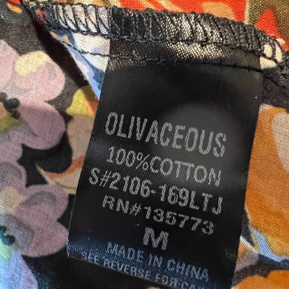 Olivaceous floral 100% cotton peasant blouse w tassels, Size Medium - Picture 13 of 15